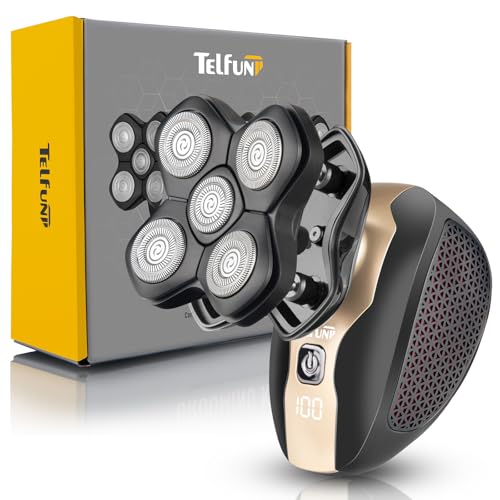 Telfun Gold Detachable Head & Body Electric Shaver - Waterproof Rechargeable Razor
