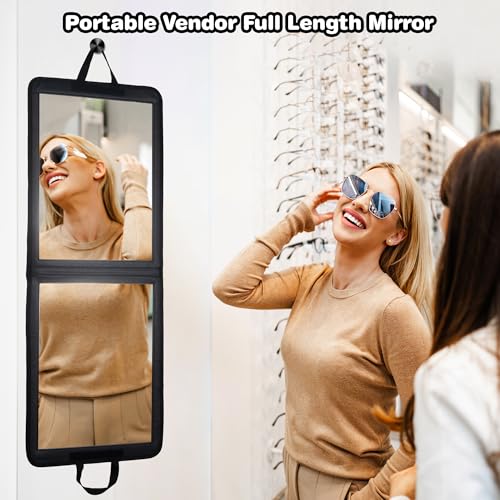 LPHUMEX Foldable Full Length Dance Mirror ? 33¡± Portable Shatterproof Hanging Mirror, Folding Full Length Travel Mirror for Dancing, Camping, Dance Competition Must Haves