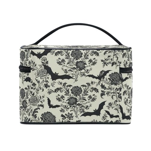 Makeup Train Case with Large Capacity - Retro Flower Portable Cosmetic Organizer A002