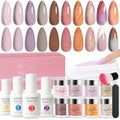 Dip Powder Nail Kit 8 Colors with Blush & Lavender Dreams Variation - Manicure Set with Primer, Top Coat, Activator & Glitter
