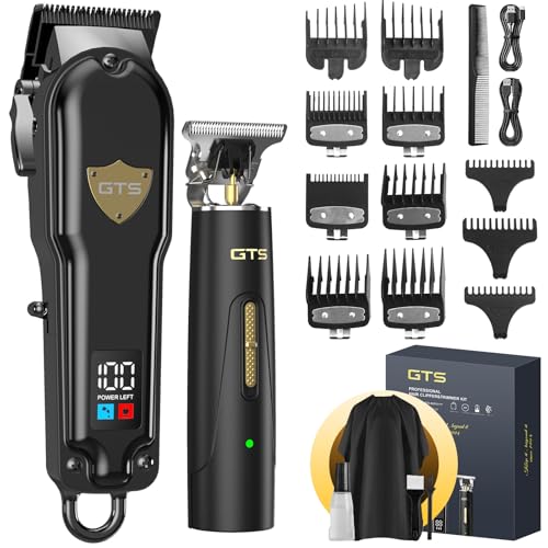 GTSPro Hair Clippers for Men with Trimmer Set - Shield-Black, DLC Head, 180-Min USB-Ccharged