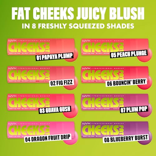 NYX PROFESSIONAL MAKEUP Fat Cheeks Liquid Blush, Buildable, Dewy Blush with Long-Lasting 12HR Wear - Blueberry Burst (Cool Purple)