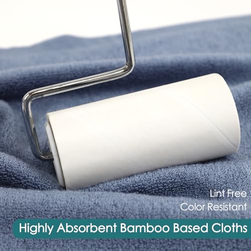 Large Reusable Face Wash Cloths 13x13 Inch for Sensitive Skin - White & Slate Blue 12 Pack