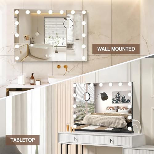 Black Vanity Makeup Mirror with Lights, 22.8 x 19 Inches, Dimmable & Touch Control