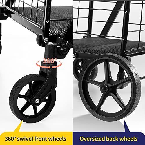 Folding Shopping Cart with Extra Large Double Basket - 450 lb Capacity, Cart + Basket Variation