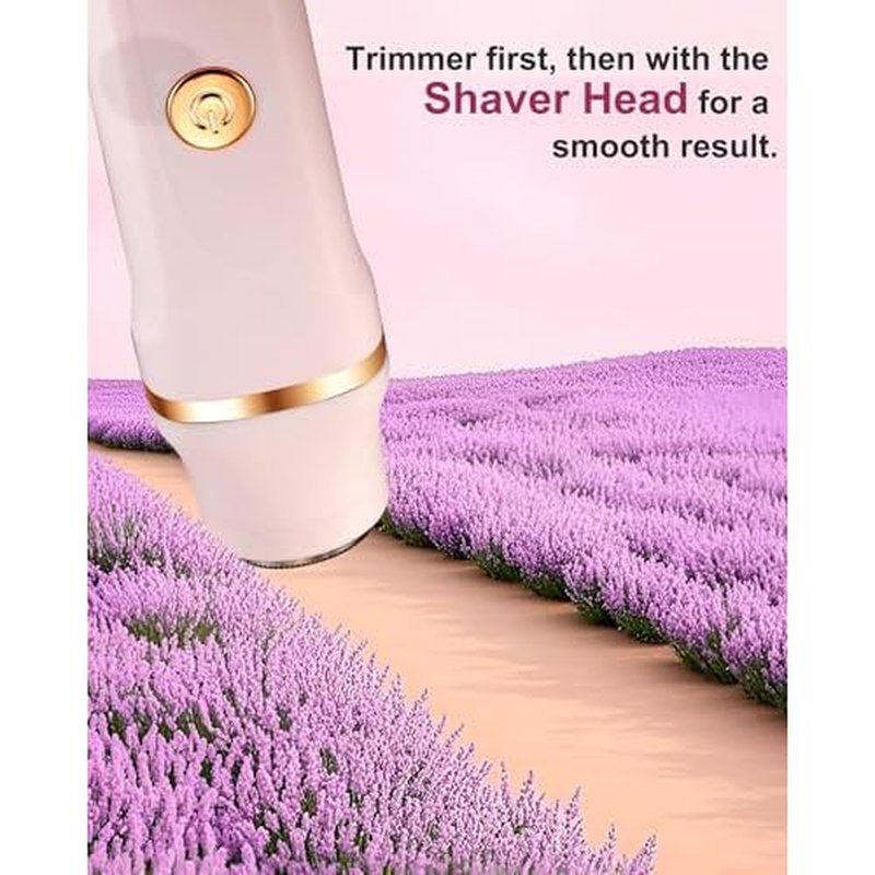 Bikini Trimmer for Women,3-in-1 Bikini Shaver Electric Razors for Womens Face, Legs,Bikini Line Armpit, IPX7 Waterproof, USB-C Rechargeable,Travel Trimmer, Pink