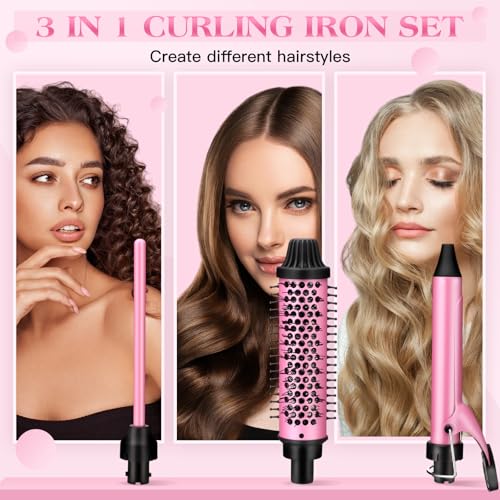 Upgraded Thermal Brush 1.5 Inch for Travel, Heated Round Brush for Blowout Look, Dual Voltage, LED Display, 7 Temp Setting, Detachable Heated,Tourmaline Ceramic