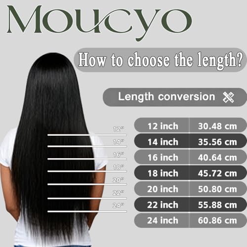 Clip in Hair Extensions 7Pcs 70g 14 Inch Human Hair - Jet Black / 75g