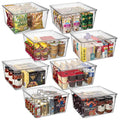 Large Plastic Storage Bins with Lids - Pantry Organizer XL 8 Pack