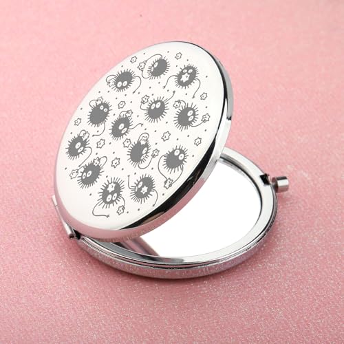 WUSUANED Cute Soot Sprite Makeup Mirror Anime Inspired Gift Cartoon Movie Lover Gift Soot Sprite Gift Dust Elf Gift (Cute Soot Sprite Mirror S)