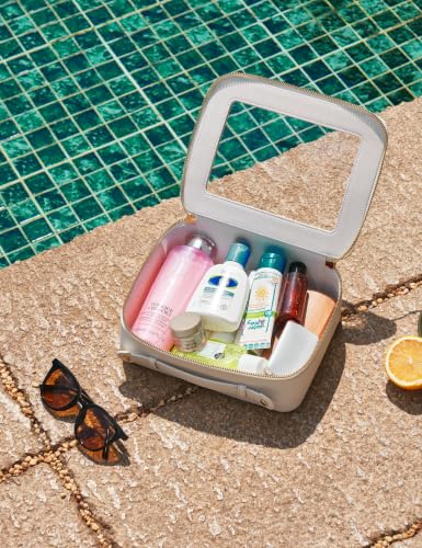 Large White Clear Makeup Case - Travel Toiletry Bag for Women, TSA Approved