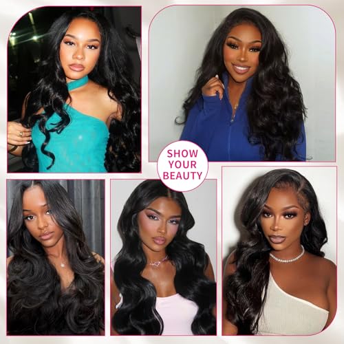 14 Inch Natural Black Lace Frontal Closure Body Wave Human Hair Extensions - Pre-Plucked HD Lace, Unprocessed Brazilian Virgin Hair
