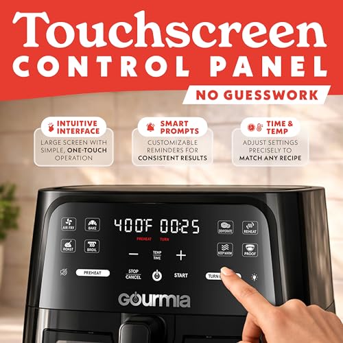 Gourmia 8 Qt Air Fryer with Viewing Window and 1700W Power, Black
