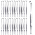 30 Pcs Stainless Steel Tweezers, Curved Serrated Tip Multipurpose Forceps, Crafting Sewing Machine Tweezers Bulk, Silver