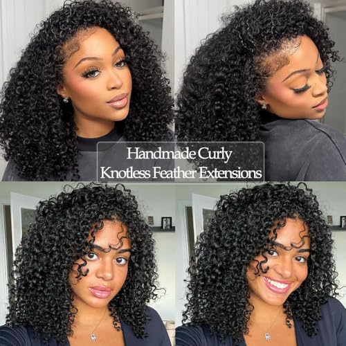 Youleas 14 Inch Pre-Separated Human Hair Curly Crochet Extensions 50g Reusable Knotless Braiding Hair