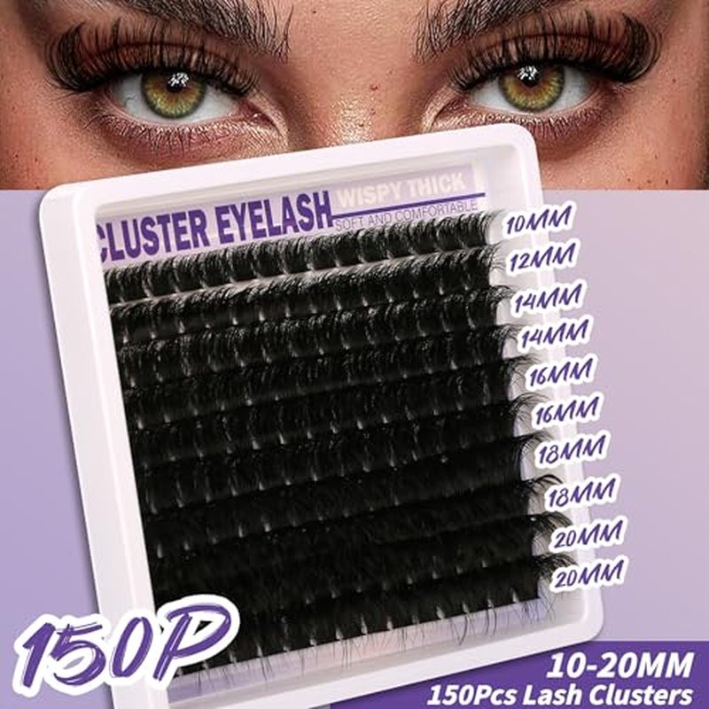 Lashes Clusters Kit Gift Packs 3 Styles 350Pcs with Bond&Seal Glue Remove Volume Soft False Eyelash Extension 150D+200D+300D D Curl Wispy DIY Individual Fake Eyelashes Box for Beginners Bulk Pack