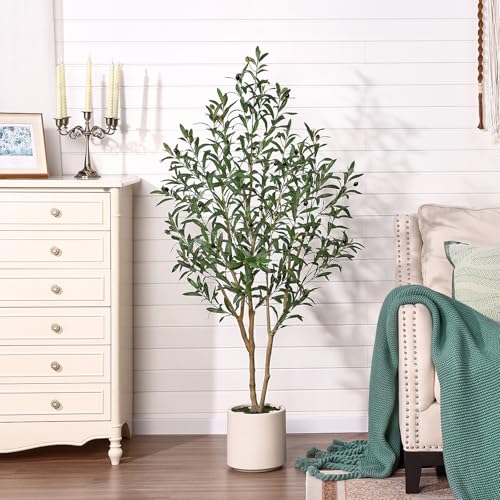 5ft Olive Tree Artificial Indoor with Remote LED Spotlights - VeriNatural