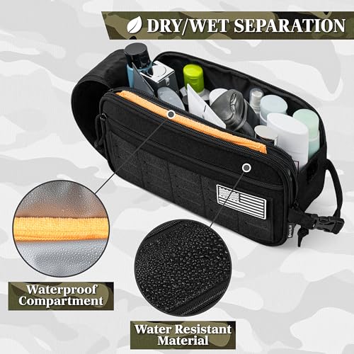PAVILIA Tactical Toiletry Bag XL Water-Resistant Military Organizer Black