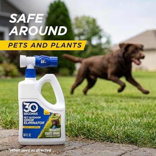 30 Seconds Outdoor Odor Eliminator for Pets 64 Oz Hose Sprayer & Refill - Grass & Turf Safe