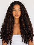 Afro Curly V Part Wig & Half Wig - Glueless Synthetic Wig for Black Women, 4C Hair, Style 1BH30 / 22