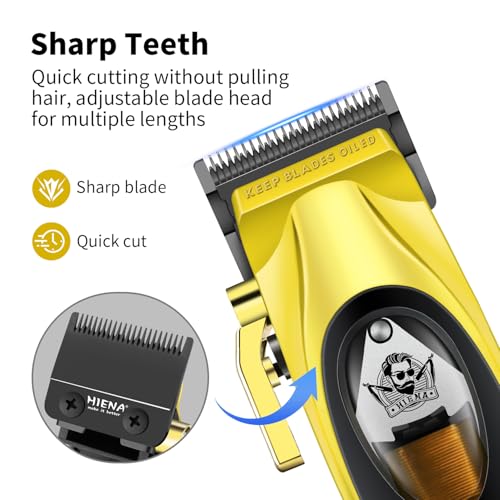 HIENA PRO Professional Cordless Hair Clippers for Men, Hair & Beard Trimmer Hair Cutting Kits, Adjustable DLC Blade Barber Clipper, Gift for Men