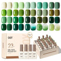 GAOY 23 Pcs Gel Polish Kit, Green Glitter Colors All Seasons Gel Nail Polish Set with Glossy & Matte Top Coat and Base Coat for Nail Art Home DIY