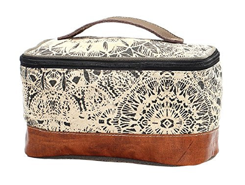Vintage Floral Leather & Canvas Travel Shaving Kit Bag - Unisex