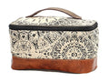 Vintage Floral Leather & Canvas Travel Shaving Kit Bag - Unisex