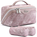 BOYATU Travel Makeup Bag Cosmetic Bags for Women: 3 Sets Large Capacity Make up Bag - Portable Toiletry Bags with Handle for Women(F-2-Purple)