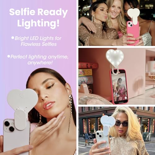 Riki Sweetheart Clip-On LED Makeup & Selfie Mirror - Hot Pink