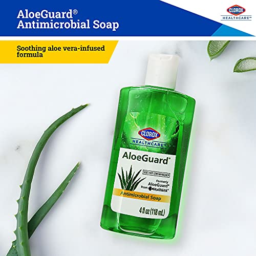 Clorox Healthcare AloeGuard Antimicrobial Liquid Travel Size Hand Soap, Gentle and Moisturizing Hand Soap Bottle with Aloe Vera - Handwash for Healthcare & Everyday Use, 4 Fl Oz