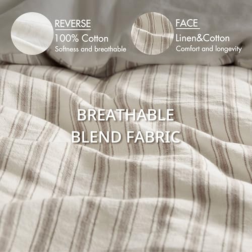 Madison Park Queen Duvet Cover Set Tan Linen Cotton Rayon Blend Stylish Bedding