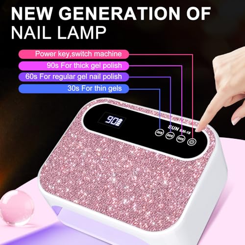 Pink Diamond LED Nail Lamp with Auto Sensor - Professional UV/LED Gel Curing