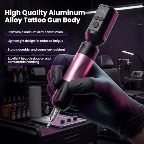 Wireless Tattoo Gun Kit for Beginners & Artists with Dual Batteries