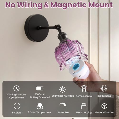 Vintage Wireless Rechargeable Wall Sconce - Plum Purple