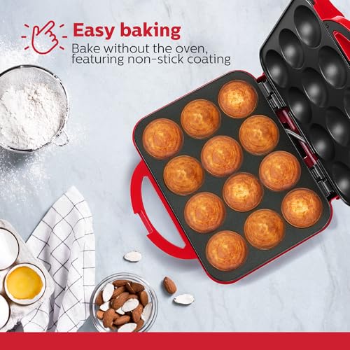 Holstein Housewares Red 12-Cup Electric Cupcake Maker - Versatile Bakes Muffins & More