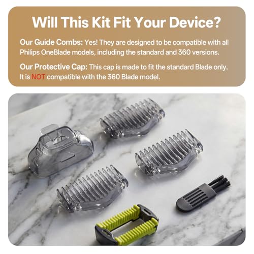 Guards Kit Plus for Philips Norelco OneBlade, with 1?6mm Guide Combs (6 Sizes), Replacement Body Comb, Protective Cap and Organizer Stand