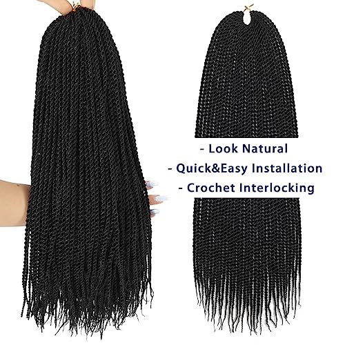 Senegalese Twist Crochet Hair 7 Packs - Ombre 14 Inch Micro Braids, Pre Looped