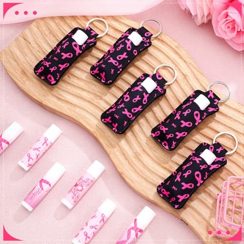 Pink Breast Cancer Awareness Lip Balm with Keychain - 18 Sets