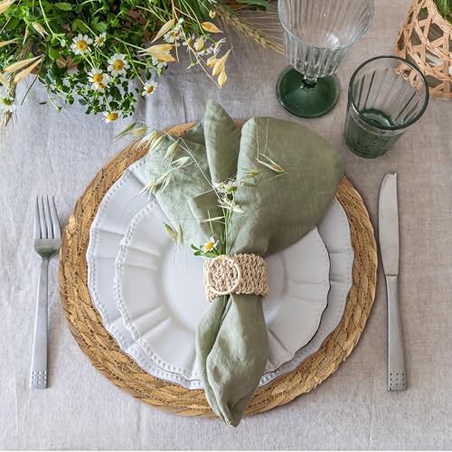 36 Pcs Round Woven Placemats 13.8 Inch Rattan Table Charger Plates - Natural Materials