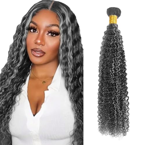 Grey Curly Human Hair Bundle 12 Inch Highlight Silver Blonde Brazilian Virgin Hair