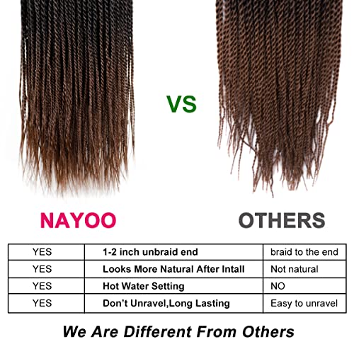 NAYOO Senegalese Twist Crochet Hair 8 Packs 14 Inch 1B/30 Small Twist Natural Ends