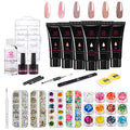 Makartt Nude Poly Nail Extension Gel 15ML with Nail Decorations Kit Bundle