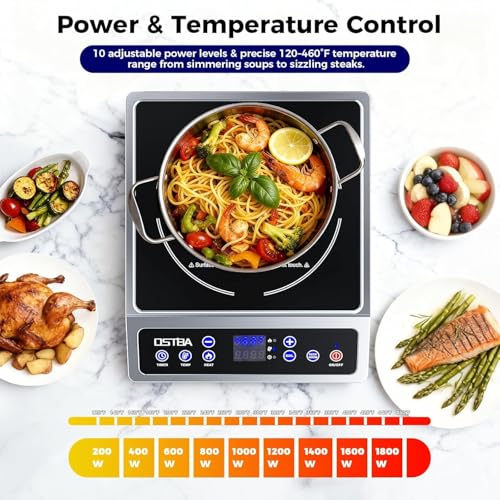 OSTBA Portable Induction Cooktop 1800W Small Countertop Burner