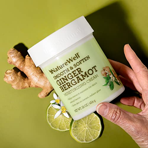 NATURE WELL Ginger Bergamot Smooth & Soften Moisturizing Cream For Face & Body, Infused With Natural Oils & Extracts, Restores Skin Moisture Barrier, 16 Oz.