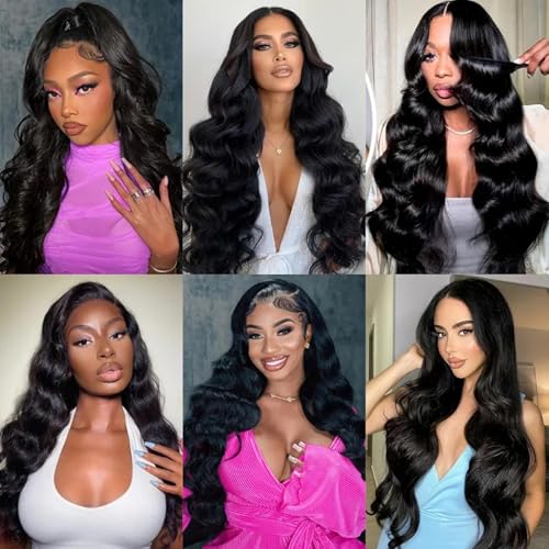Brazilian Virgin Body Wave Hair Extensions 3 Bundles 18-34 Inch Black #1B