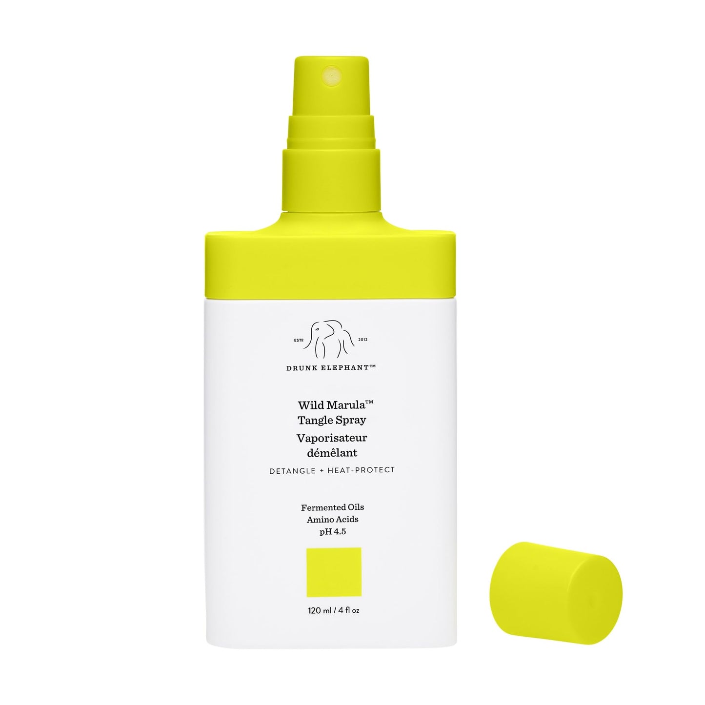 Drunk Elephant Wild Marula Tangle Spray - 120 ml/4 fl oz - Detangler and Heat Protectant - Clean Clinical - Sulfate-Free - Cruelty-Free - Dermatologist-Tested - Free of Essential Oils, Silicones, SLS
