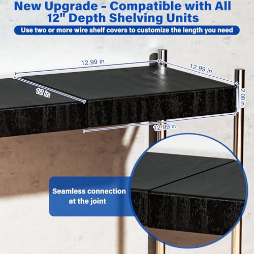 CasaDolce 12-Inch Depth Wire Shelf Covers - Black 12 pcs, Custom Fit for Pantry & Closet Shelving