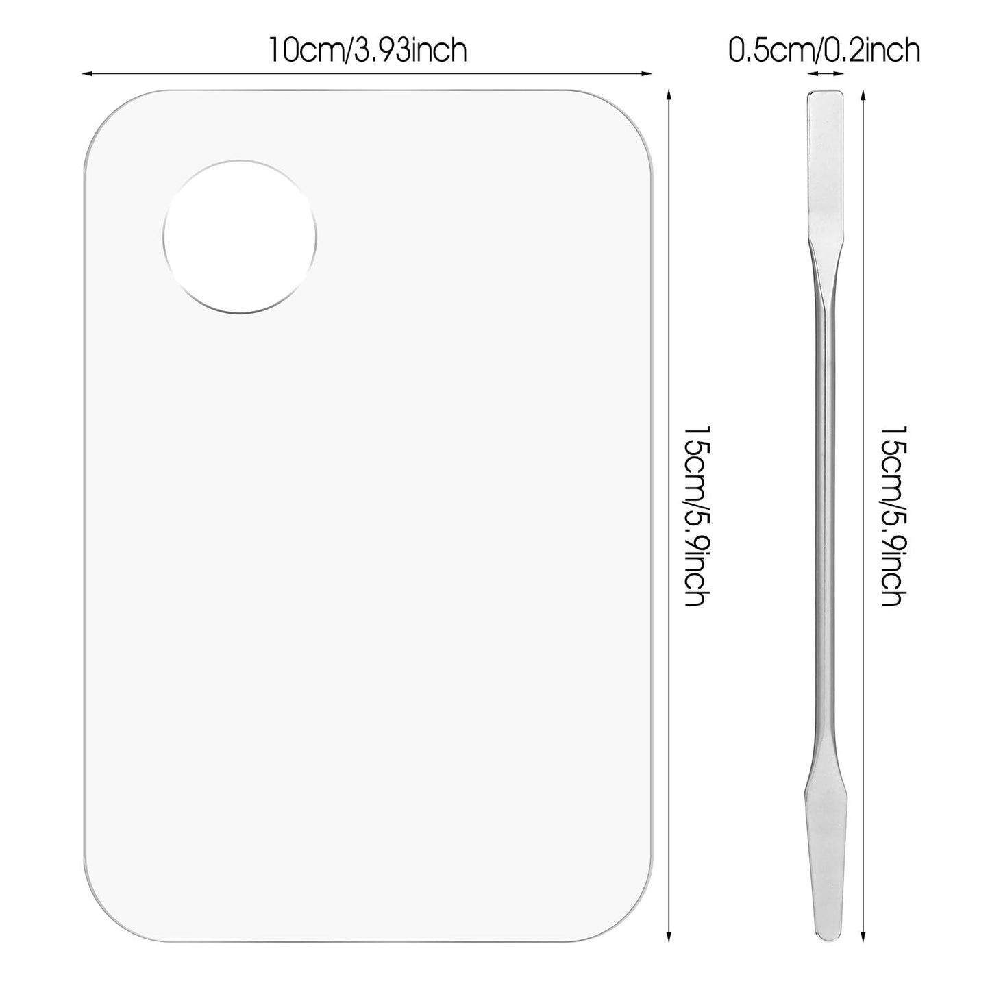 3 Pices Acrylic Makeup Palettes, 3pcs Cosmetic Palette with 3pcs Spatula Makeup Palette Mixing Tray for Foundation Eye Shadow Lipsticks Foundation Lipsticks (Rectangular)