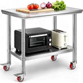Stainless Steel Work Table 36x24 Inch with Casters - Heavy Duty Food Prep Table for Commercial Kitchen - Variation of Worktable